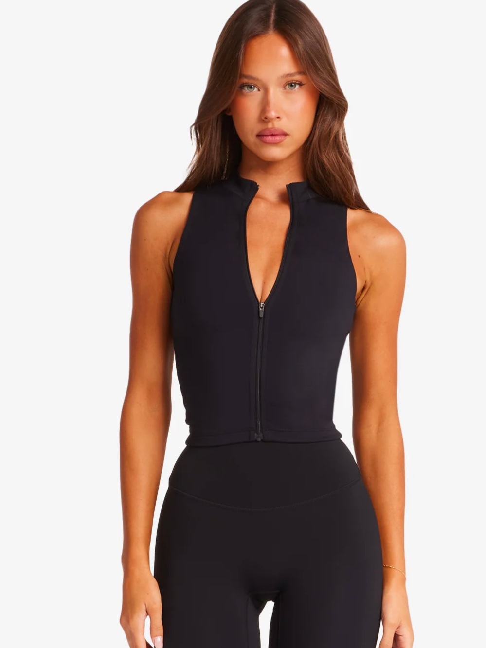 NWT CROP SHOP BOUTIQUE Serenity Active Zip Tank - Black - Size small